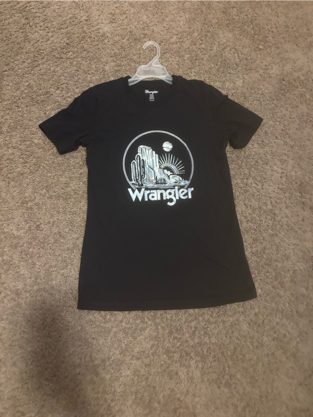 Wrangler Black Short Sleeve Tee with White Southwestern Graphic